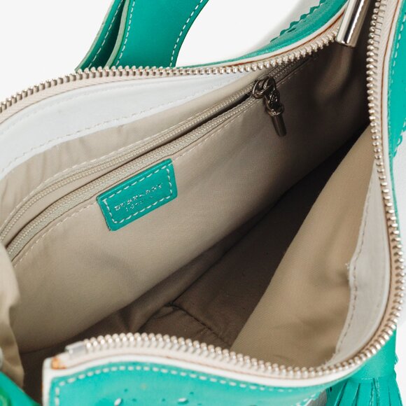 Burberry Shades of Green Vintage Brogue Hobo Shoulder Bag - Picture 12 of 14